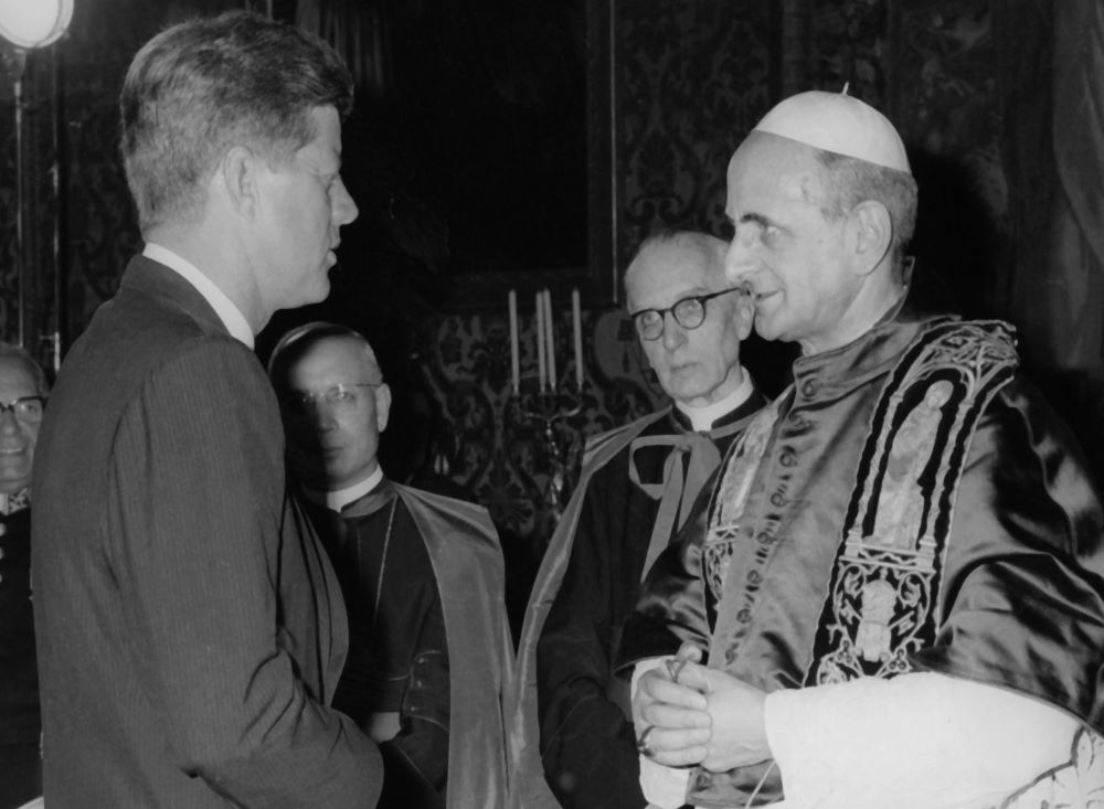 President John F. Kennedy is pictured with Pope Paul VI at the Vatican July 2, 1963. In a 1960 speech, Kennedy, then a presidential candidate, sought to assure voters that Catholic leaders would not influence his policies. 
