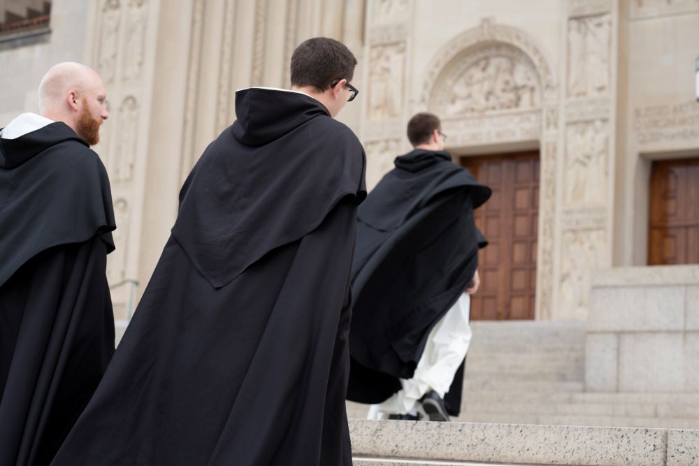 Dominican friars prepare to greet pilgrims during the Dominican Rosary Pilgrimage at the Basilica of the National Shrine of the Immaculate Conception in Washington Sept. 30, 2023. Dominican friars prepare to greet pilgrims during the Dominican Rosary Pilgrimage at the Basilica of the National Shrine of the Immaculate Conception in Washington Sept. 30, 2023.