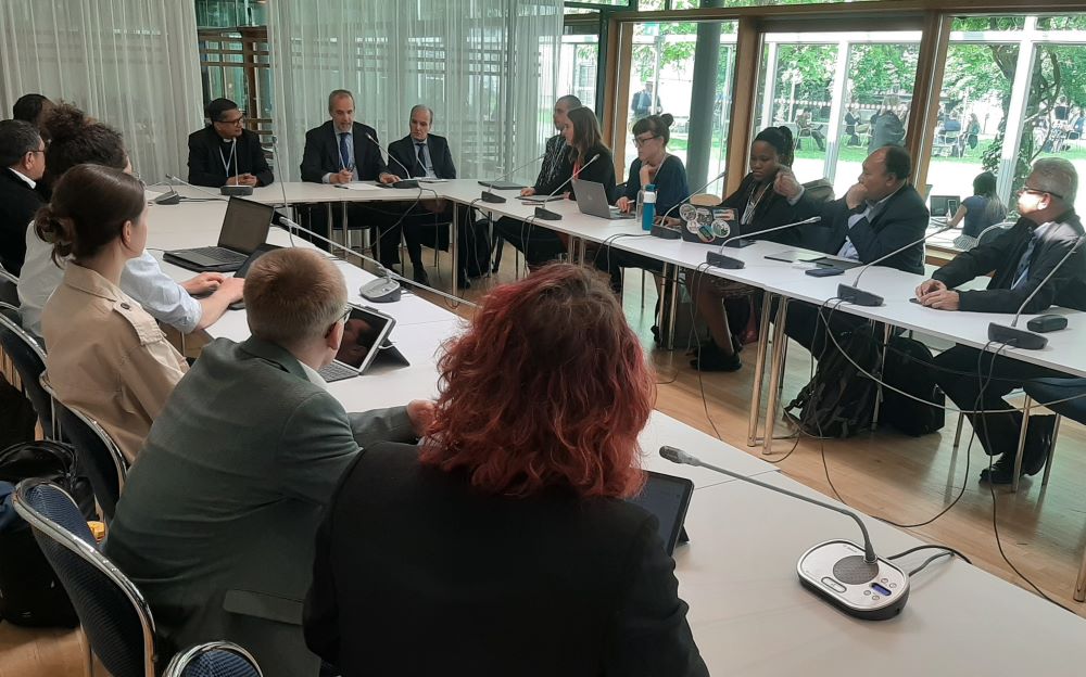 The Holy See delegation meets Catholic nongovernmental actors during SB60 in Bonn, Germany, June 7.