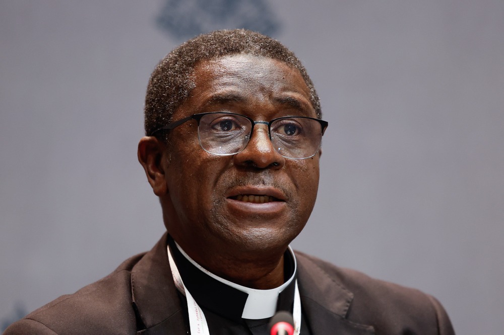 image 20241022T1133-SYNOD-BRIEFING-OCT22-1783975.JPG OCTOBER 22, 2024 11:33 ET | 1783975 SYNOD NEWS CONFERENCE OCT 21 Archbishop Andrew Nkea Fuanya of Bamenda, Cameroon, Vatican City, Oct. 22, 2024. A close up of the bishop speaking.