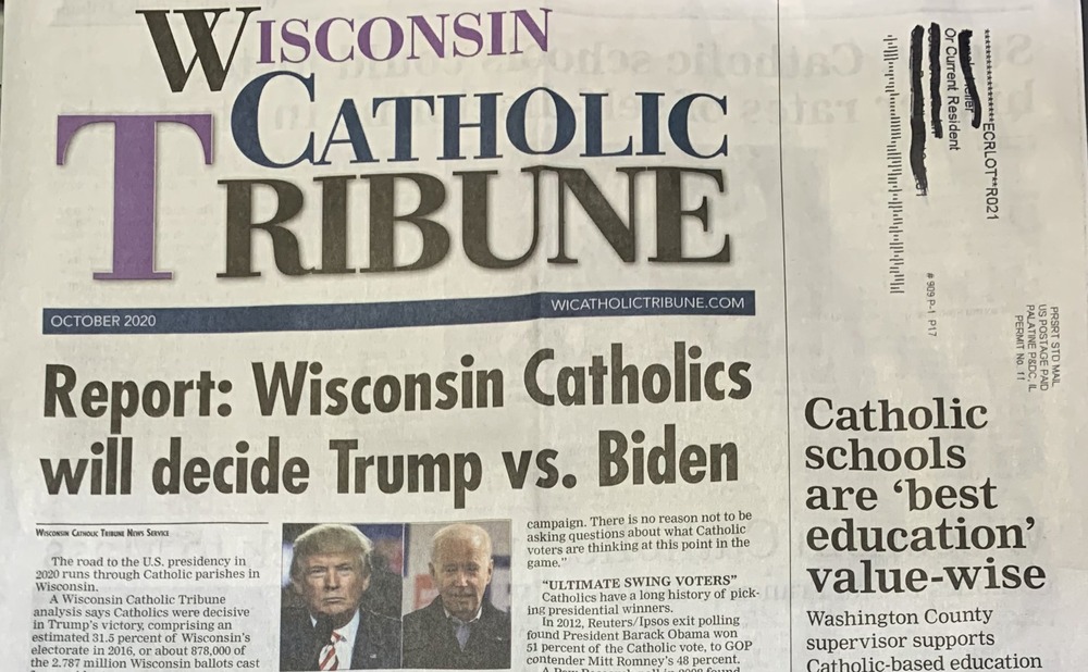 Wisconsin Catholic Tribune, 2020, Pink Slime. Cover of paper.