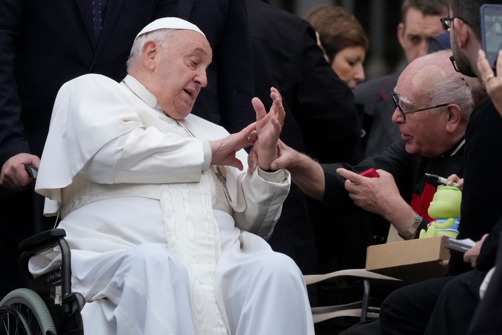 Pope Francis greets faithful during his weekly general audience in St. Peter's Square at the Vatican Nov. 20. (AP/Gregorio Borgia) Pope Francis greets faithful during his weekly general audience in St. Peter's Square at the Vatican Nov. 20. (AP/Gregorio Borgia)