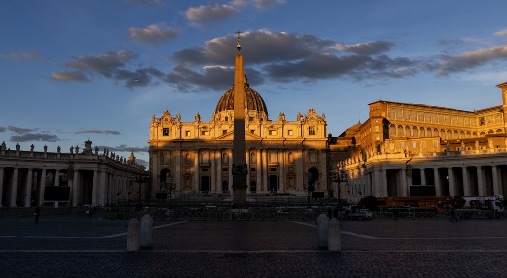 St. Peter's basilica, Nov. 23, 2023. St. Peter's pictured in sunrise.