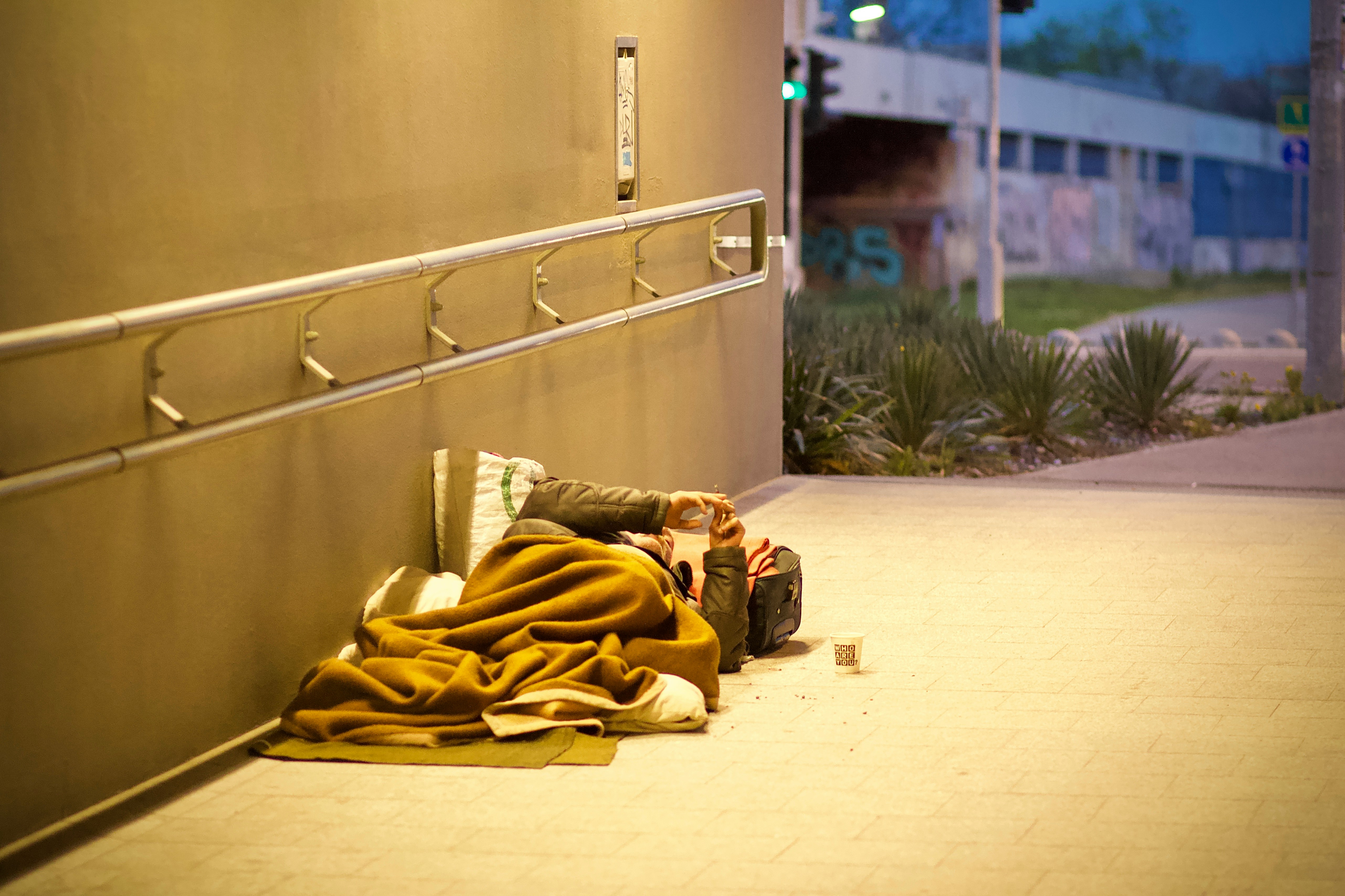 homeless person on street homeless person on street