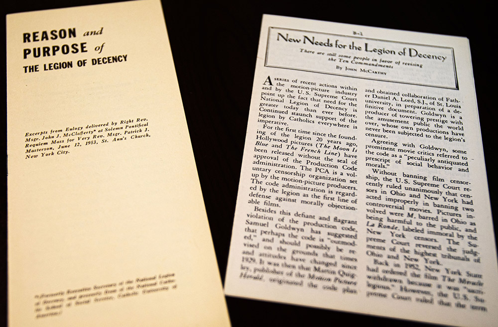 1950s-era pamphlets detail the mission of the National Legion of Decency and its role in rating films produced by the motion picture industry. (CNS/Chaz Muth) 1950s-era pamphlets detail the mission of the National Legion of Decency and its role in rating films produced by the motion picture industry. (CNS/Chaz Muth)
