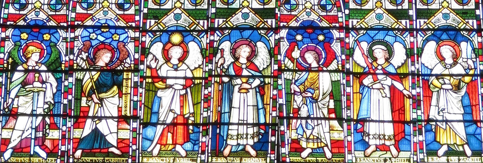 Seven Archangels. Stained glass.