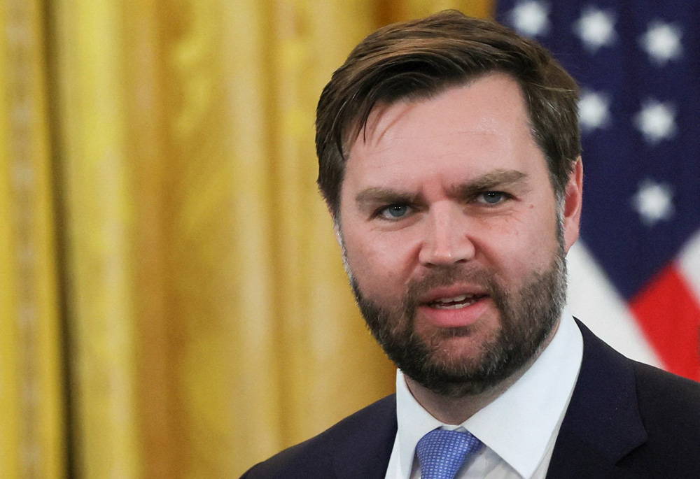 Vice President JD Vance attends a press conference in the East Room at the White House in Washington Feb. 4, 2025. (OSV News/Reuters/Leah Millis)