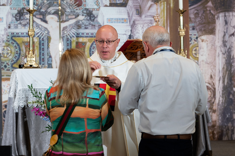 Msgr. Henry Breier, a St. Louis priest who is a regional chaplain for Legatus, celebrates Mass Feb. 8 for the 2025 Legatus International Summit held at the Ritz-Carlton in Naples, Fla. Legatus self-describes as "the world's premiere organization" for Catholic "CEOs, company presidents, managing partners and business owners." (OSV News/Tom Tracy)