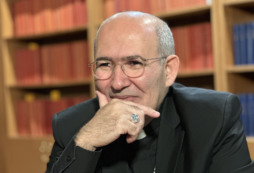 Cardinal José Tolentino de Mendonça, prefect of the Dicastery for Culture and Education, speaks to Catholic News Service for an interview at the Vatican Feb. 14, 2025. (CNS/Robert Duncan)
