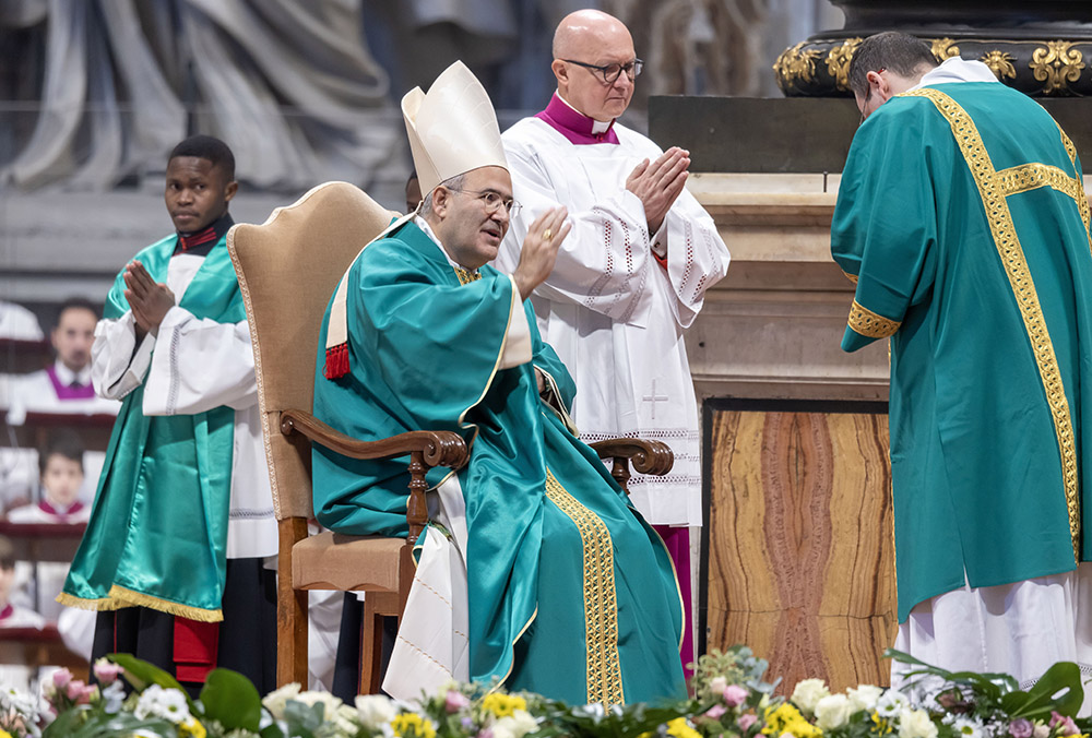 Cardinal José Tolentino de Mendonça celebrates Mass in St. Peter's Basilica for the Jubilee of Artists and the World of Culture at the Vatican Feb. 16, 2025. (CNS/Pablo Esparza)
