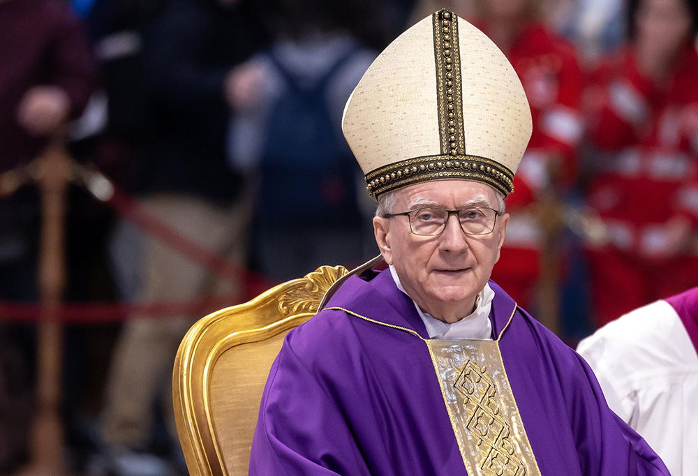 Cardinal Pietro Parolin celebrates a Mass marking the 50th anniversary of Italy's Movement for Life in St. Peter's Basilica at the Vatican March 8, 2025. (CNS/Pablo Esparza)