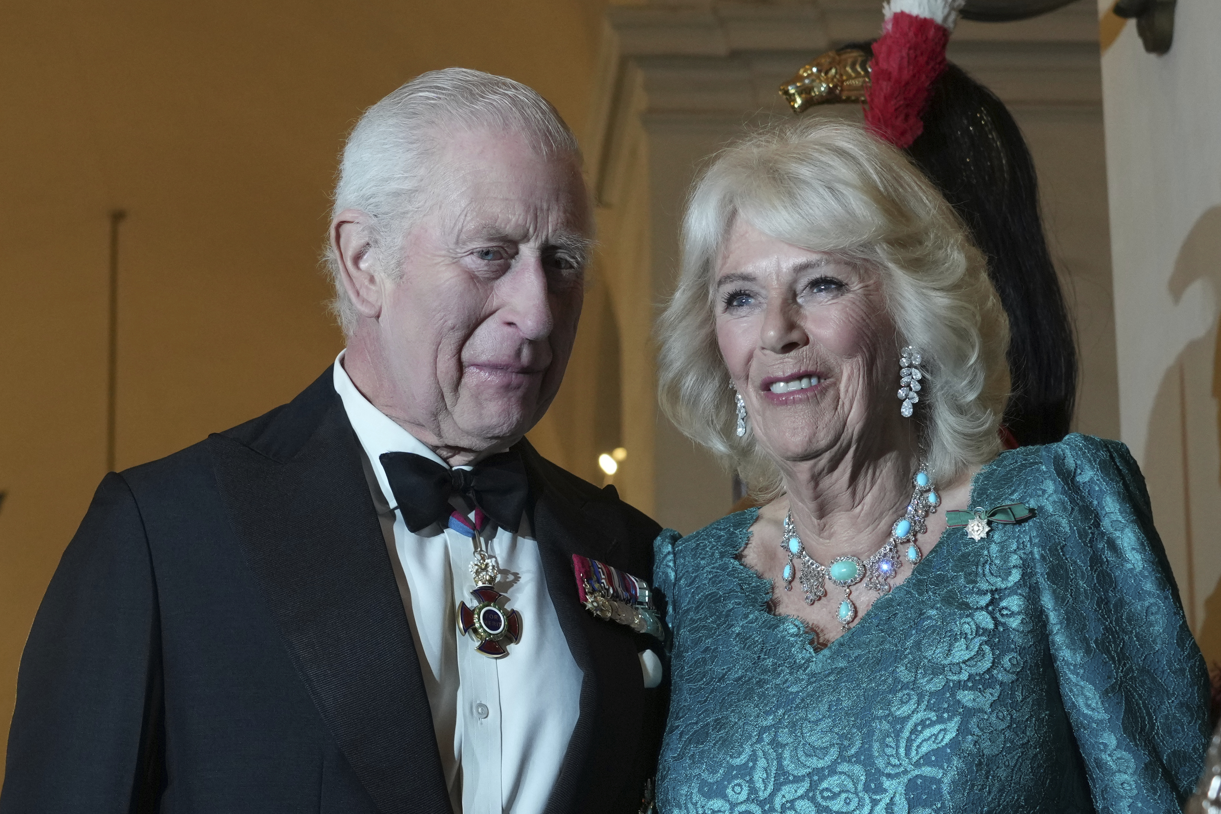 King and Queen in Italy Britain's King Charles III and Queen Camilla arrive for an official dinner with Italy's President Sergio Mattarella at the Quirinale Presidential Palace in Rome, Wednesday, April 9, 2025. (AP Photo/Andrew Medichini)
