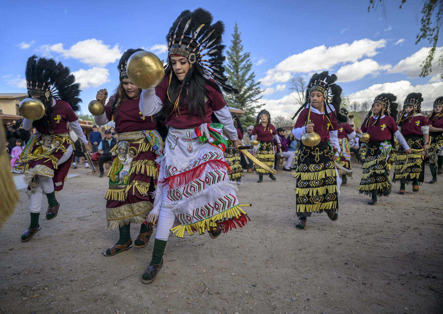 Danza Señor San Jose dance Members of the Danza Señor San Jose dance group perform behind El Santuario De Chimayo in Northern New Mexico during Holy Week on Good Friday, April 18, 2025. Chimayo, N.M. (AP Photo/Roberto E. Rosales)