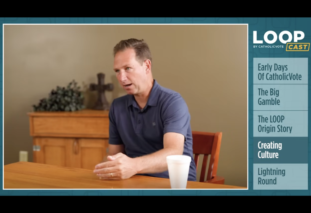 Brian Burch, co-founder of CatholicVote, speaks in an interview on "The LOOPcast," posted on CatholicVote's YouTube channel. (NCR screengrab/YouTube/CatholicVote)