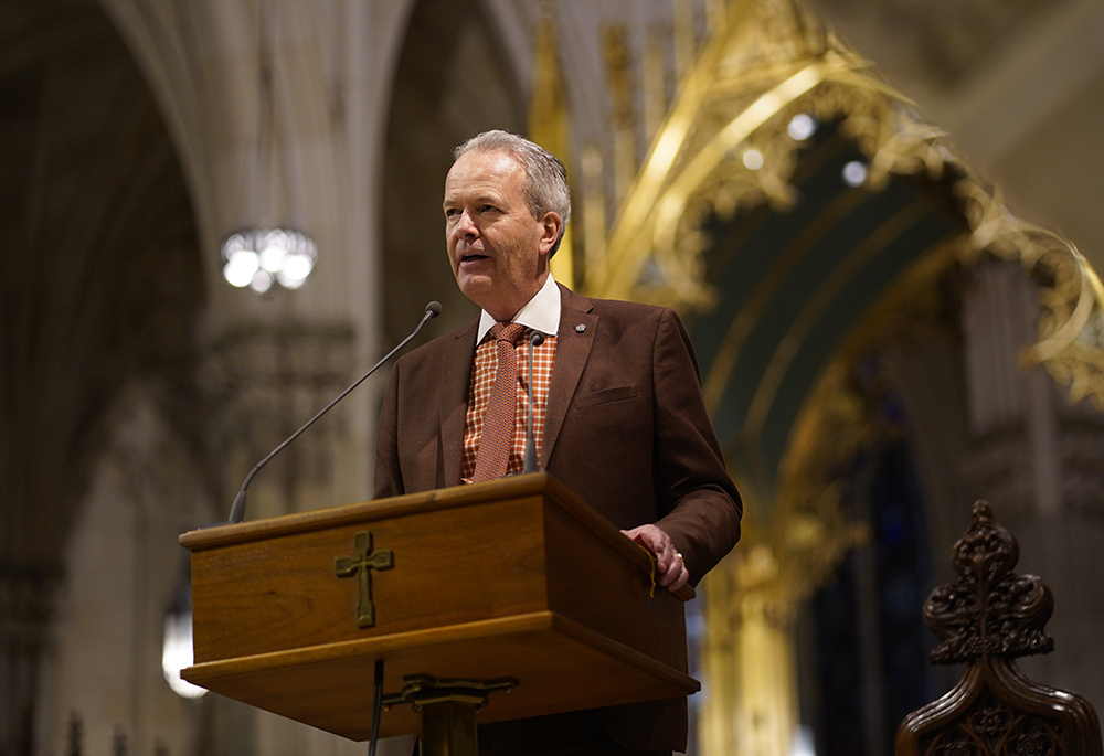 Timothy Busch, cofounder and board chair of the Napa Institute, speaks at St. Patrick's Cathedral in New York City on Oct. 15, 2024. (OSV News/Gregory A. Shemitz)