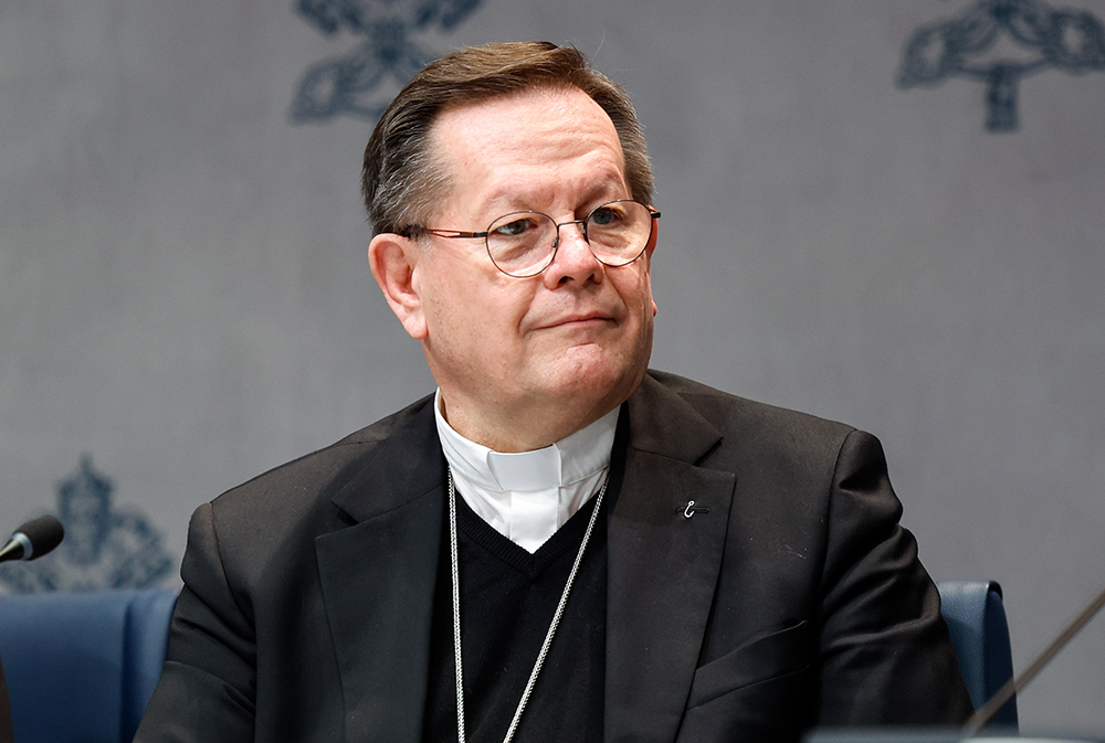 Canadian Cardinal Gérald Lacroix of Quebec attends a press briefing on the Synod of Bishops on synodality at the Vatican Oct. 17, 2024. (CNS/Lola Gomez)