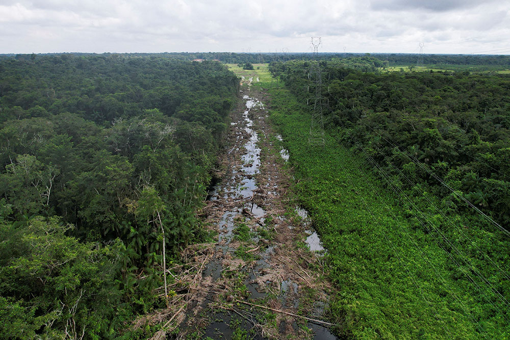 A drone view Feb. 4, 2025, shows the 8-mile-long Avenida Liberdade being constructed through protected rainforest to Belém, Brazil, which will host the United Nations Climate Change Conference (COP30) in November. (OSV News/Reuters/Adriano Machado)