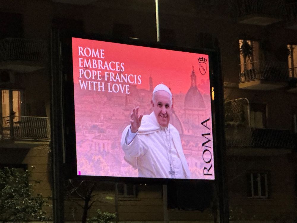 Billboard honors Pope Francis. Billboard honors Pope Francis.