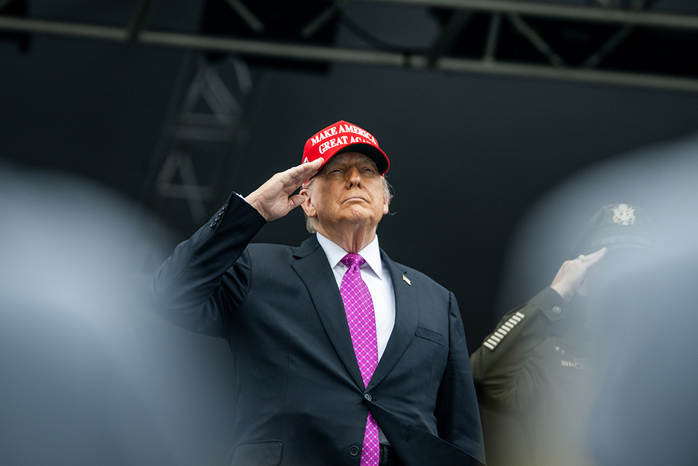 President Donald Trump delivers remarks at the 2025 U.S. Military Academy commencement at Michie Stadium on May 24, 2025, in West Point, New York. (Official White House Photo/Daniel Torok)