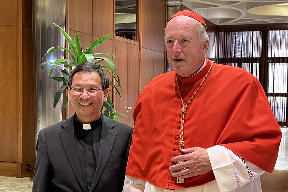 San Diego Auxiliary Bishop Michael Pham, left, with Cardinal Robert McElroy in an undated photo (Courtesy of San Diego Diocese)