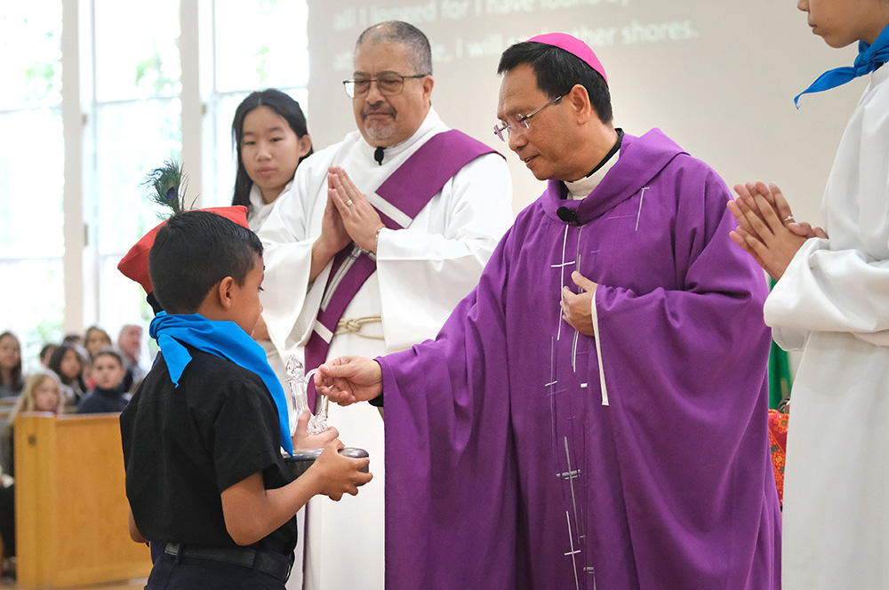 San Diego Auxiliary Bishop Michael Pham celebrates a Mass for the Missionary Childhood Association in San Diego in an undated photo. (Courtesy of San Diego Diocese)