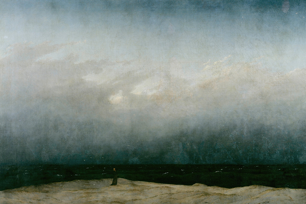 "Monk by the Sea," by Caspar David Friedrich elicits reminders of the hiddenness of the monk’s vocation that is secreted away with God (Artvee)