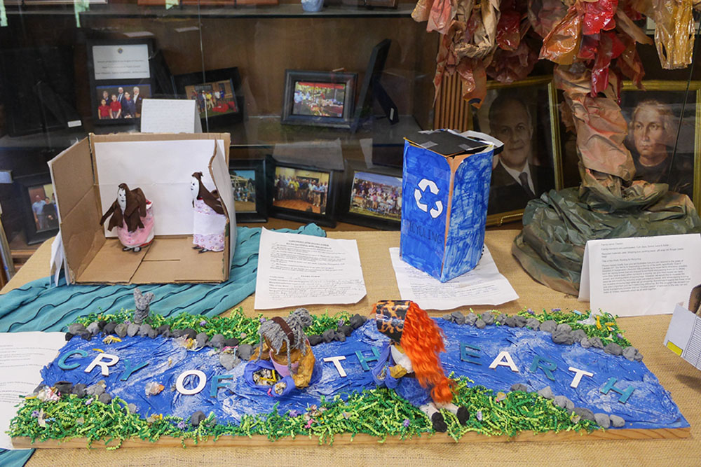 A student art project at St. Leo Catholic School's Laudato Si' family art show depicts "the cry of the earth," a theme in Pope Francis' 2015 encyclical "Laudato Si', on Care for Our Common Home" and one of the seven goals included in the Laudato Si' plans created by the parishes and schools in the Diocese of Lexington, Kentucky. (Courtesy of Lexington Diocese)