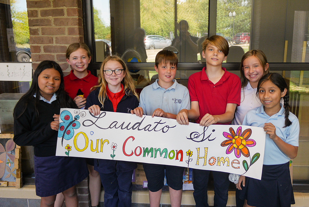 In September 2024, students at St. Leo Catholic School in Versailles, Kentucky, held a Laudato Si' family art show inspired by Pope Francis' encyclical on the environment "Laudato Si', on Care for Our Common Home." The art project was spurred by the Lexington Diocese's directive for parishes to develop Laudato Si' action plans, which include ecological education as a component. (Courtesy of Lexington Diocese)