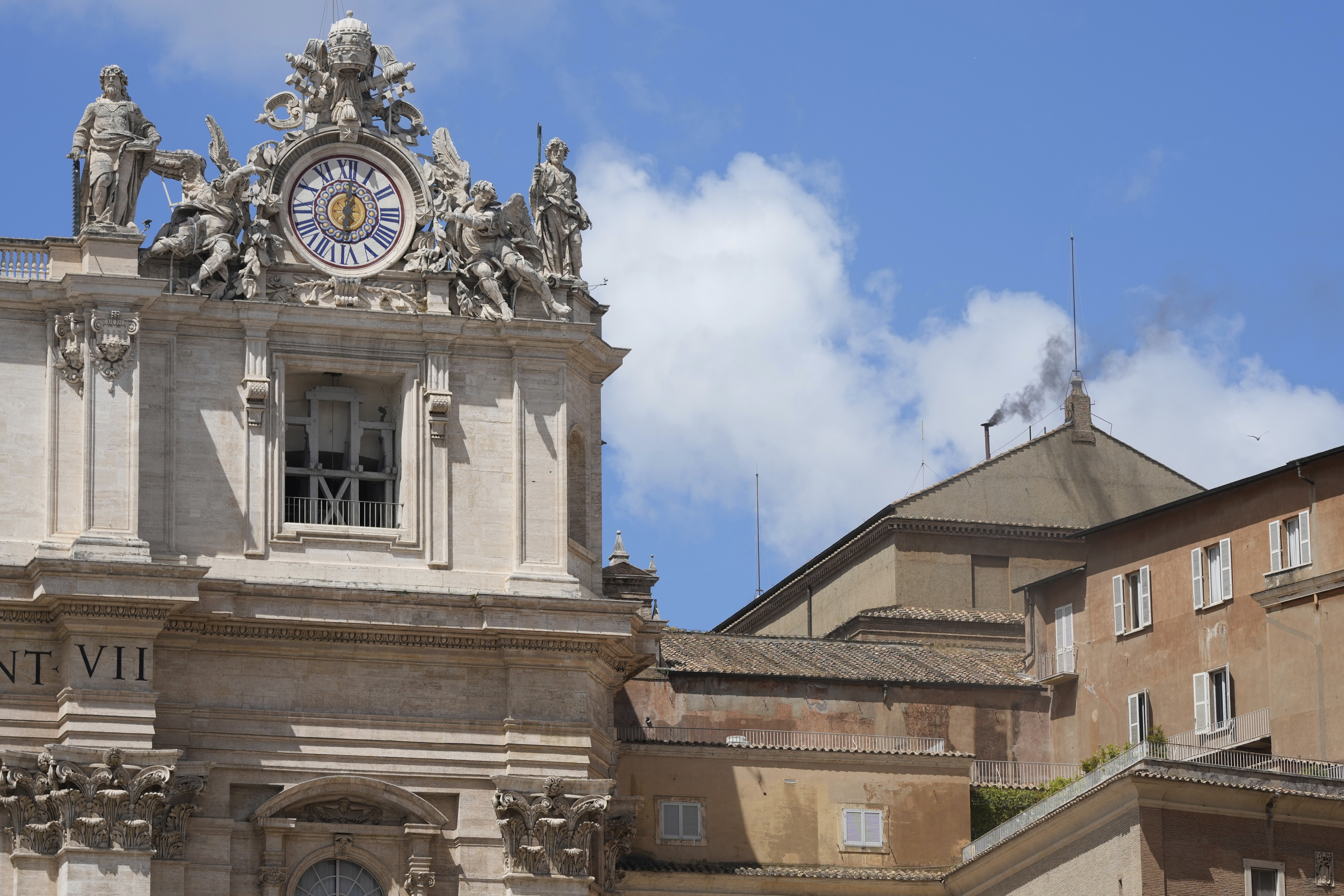 Black smoke billows from the chimney of the Sistine Chapel during the conclave to elect a new pope, at the Vatican, Thursday, May 8, 2025. (AP Photo/Bernat Armangue) Black smoke billows from the chimney of the Sistine Chapel during the conclave to elect a new pope, at the Vatican, Thursday, May 8, 2025. (AP Photo/Bernat Armangue)