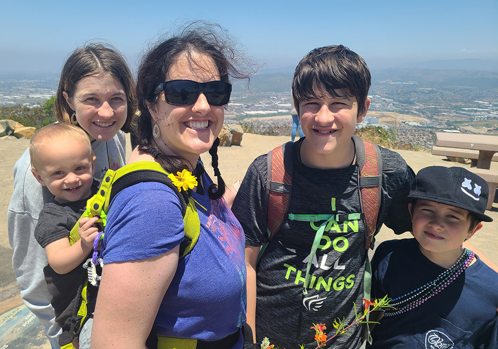Elisa Johnston and her kids are pictured at Double Peak Park in San Marcos, California, on Mother's Day 2023. (Courtesy of Elisa Johnston)
