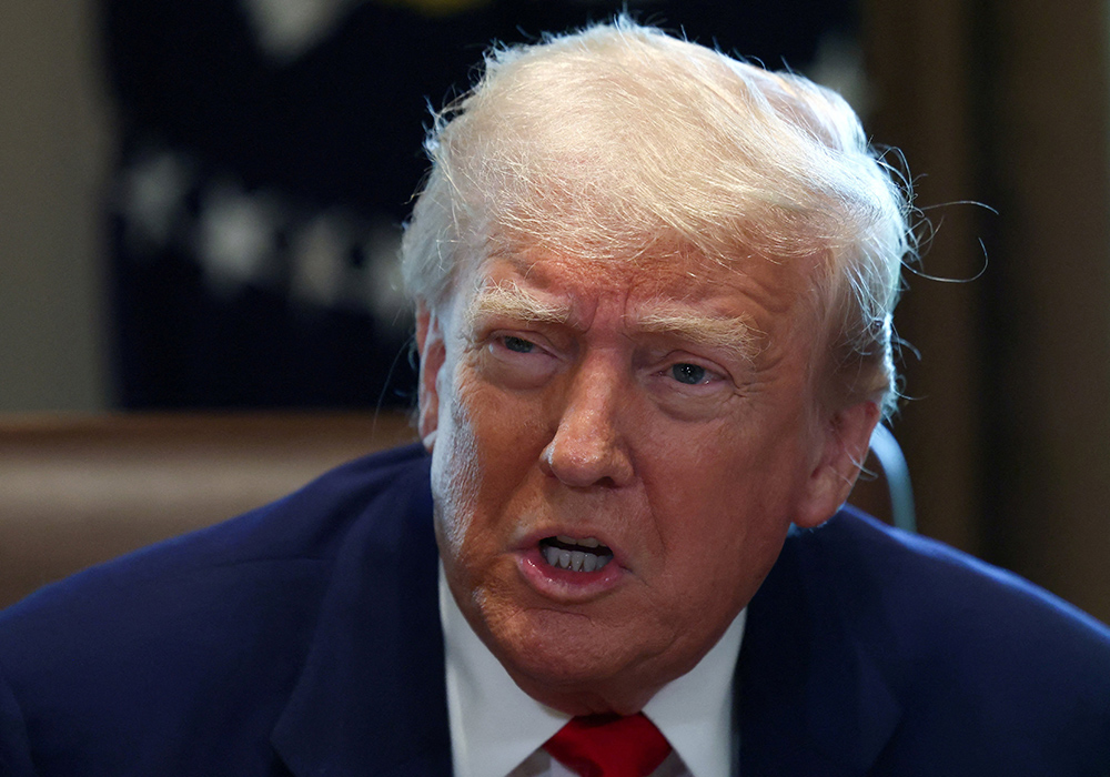 U.S. President Donald Trump speaks during a cabinet meeting at the White House in Washington, on April 30, 2025. (OSV News/Reuters/Evelyn Hockstein)