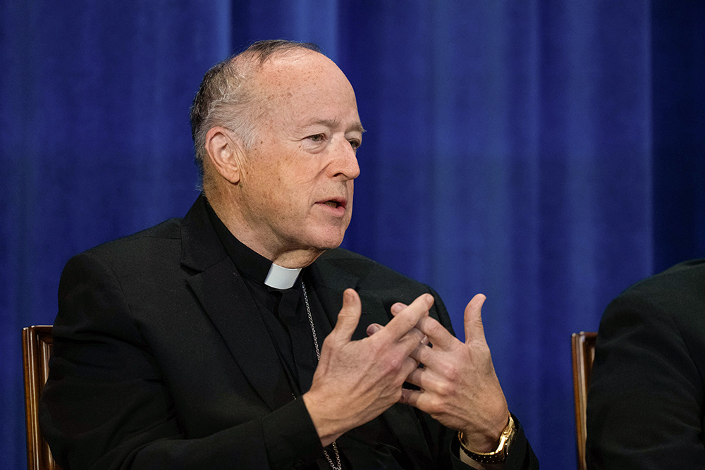 Cardinal Robert McElroy of Washington speaks about the election of Pope Leo XIV at a news conference May 9, 2025, at the Pontifical North American College in Rome. (CNS/Kendall McLaren)