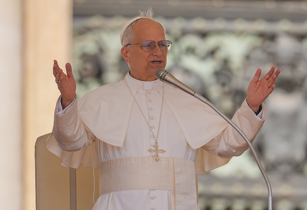 Pope Leo XIV greets visitors during his weekly general audience in St. Peter's Square at the Vatican June 4, 2025. (CNS/Lola Gomez)