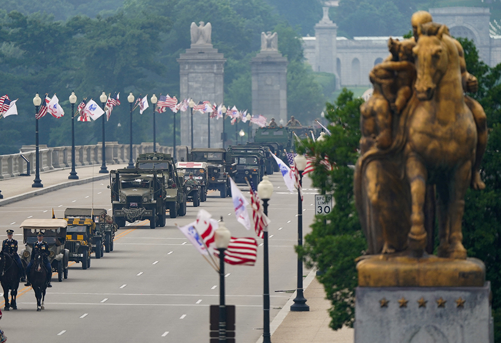 Vintage military vehicles line up during a military parade to commemorate the U.S. Army's 250th Birthday in Washington on June 14, 2025. (OSV News/Reuters/Nathan Howard)