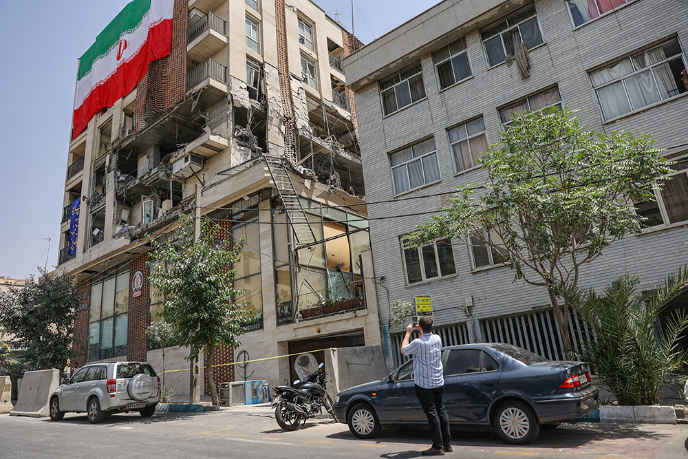 The aftermath of an Israeli strike on a building is seen after the ceasefire between Israel and Iran, in Tehran, Iran, June 25, 2025. (OSV News/West Asia News Agency via Reuters/Majid Asgaripour)