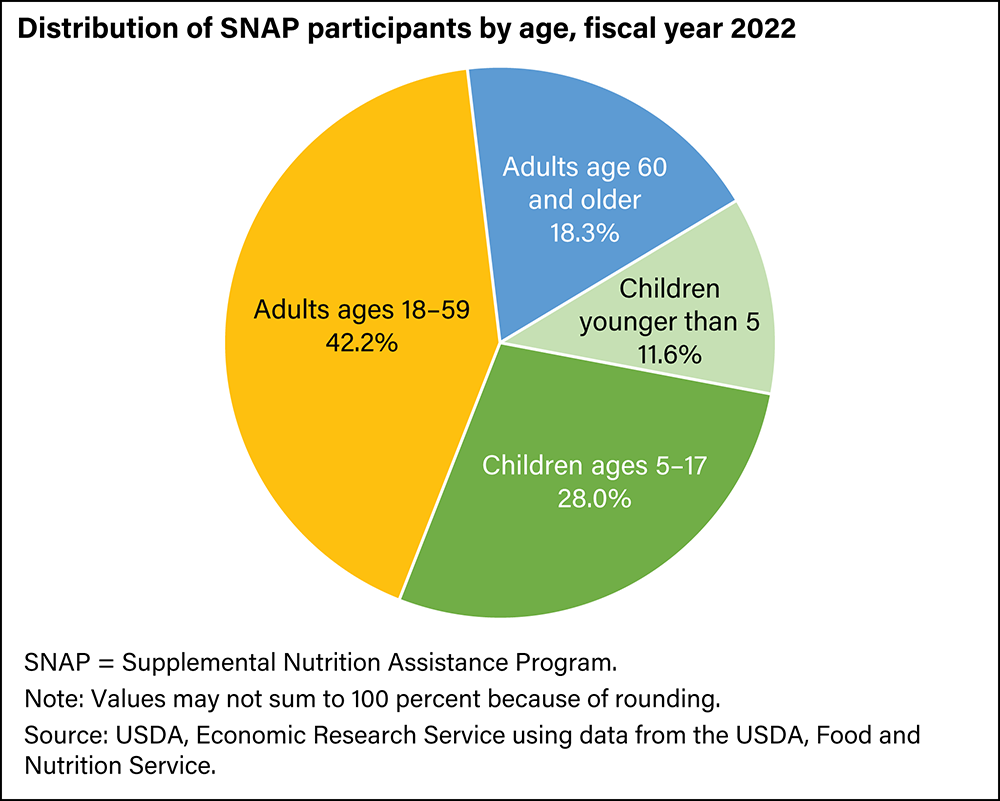 "Distribution of SNAP participants by age, fiscal year 2022" (Graphic courtesy of USDA)
