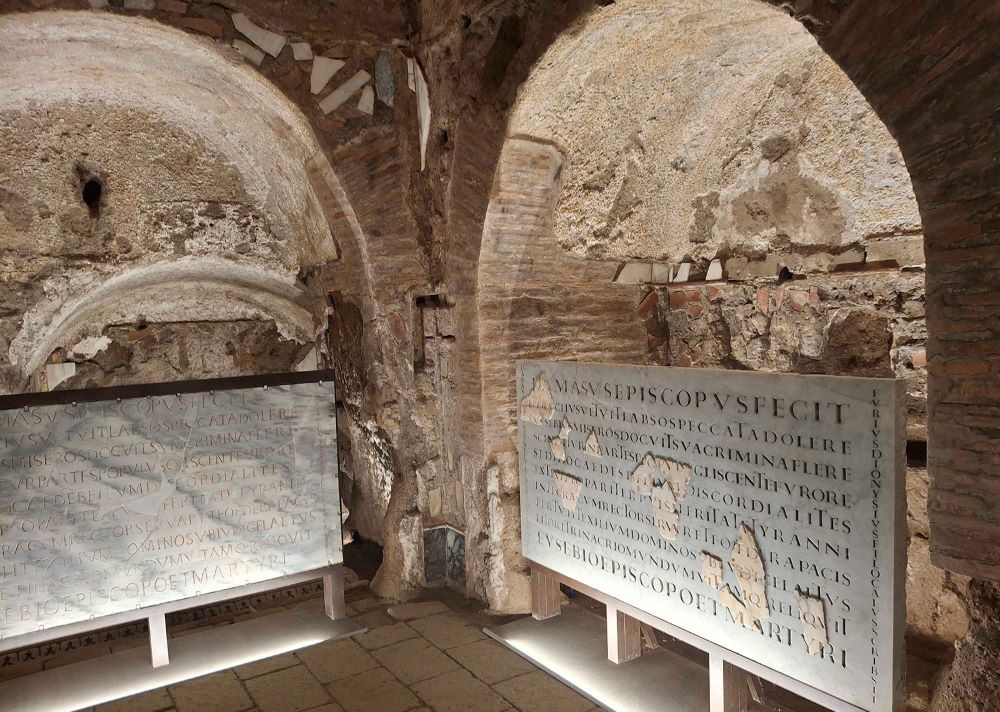 tomb of St. Eusebius at the Catacombs of St. Callistus tomb of St. Eusebius at the Catacombs of St. Callistus