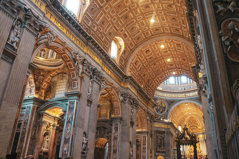 A view of the interior of St. Peter's Basilica at the Vatican (Unsplash/Anna Church)
