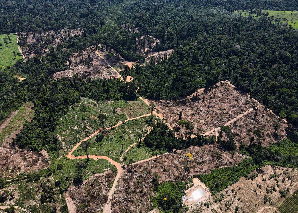 A view shows a deforested area in the middle of the Amazon rainforest near the Transamazonica highway in the municipality of Uruara, Brazil, July 14, 2021. (OSV News/Reuters/Bruno Kelly)