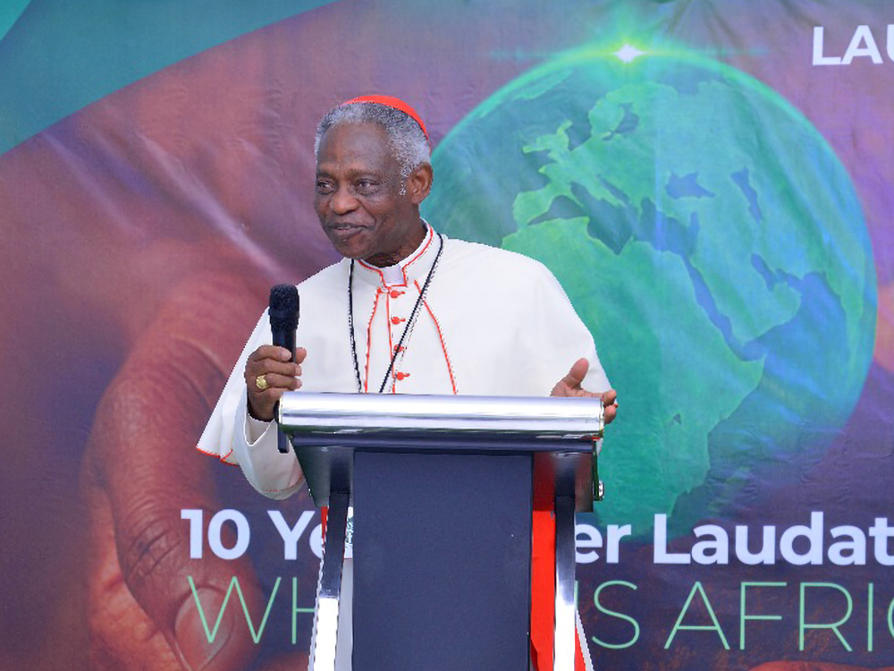 Cardinal Peter Turkson addresses the Laudato Si’ Africa Conference 2025 near Kampala, Uganda. (Photo courtesy Bethany Land Institute) Cardinal Peter Turkson addresses the Laudato Si’ Africa Conference 2025 near Kampala, Uganda. (Photo courtesy Bethany Land Institute)