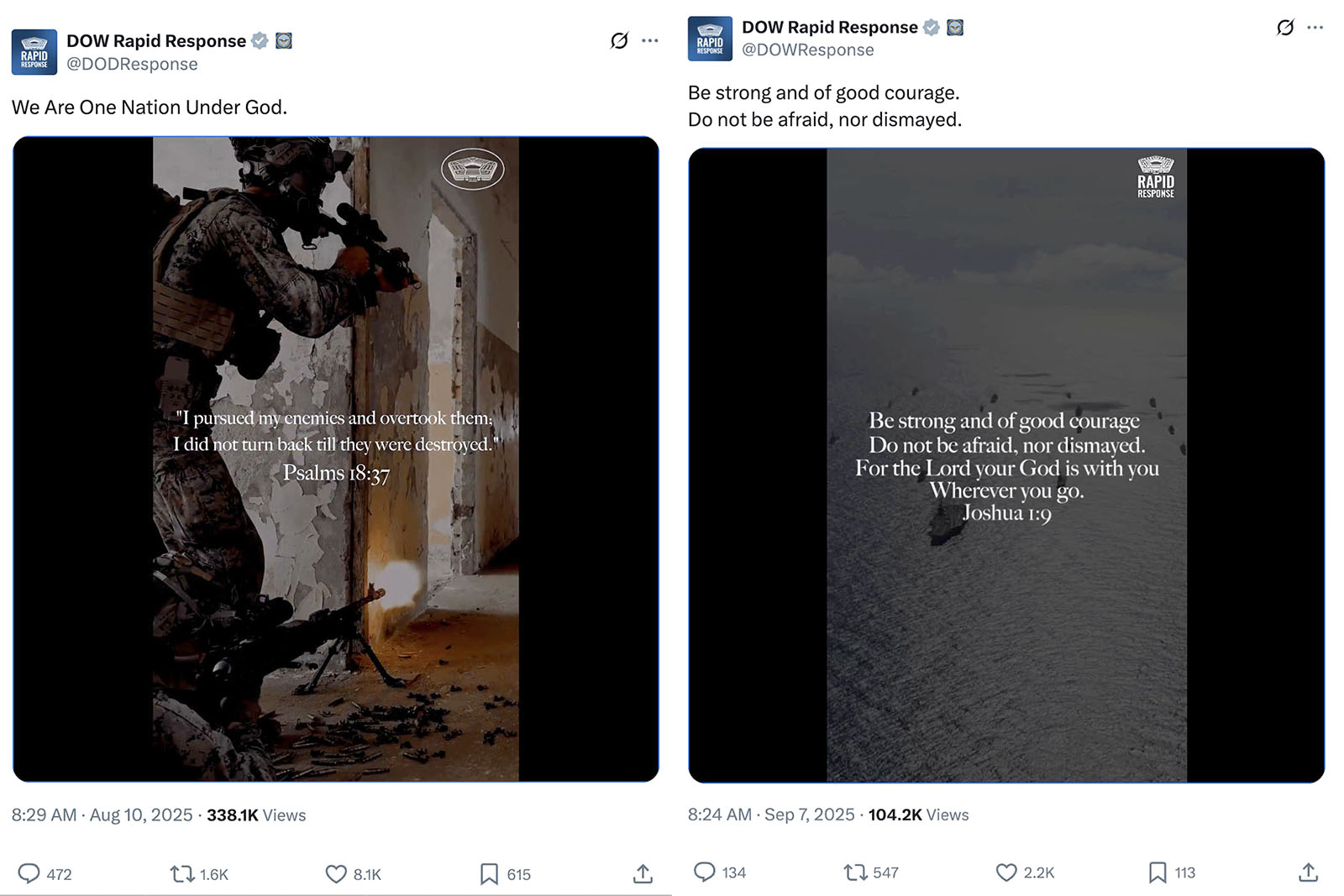 Department of War quotes Bible on social media. Some link it to Christian  nationalism. | National Catholic Reporter