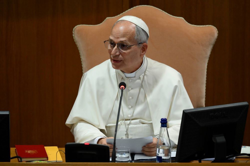 Pope Leo XIV holds a consistory with cardinals from around the world at the Vatican Jan. 8, 2026. (OSV News/Vatican Media/Simone Risoluti)