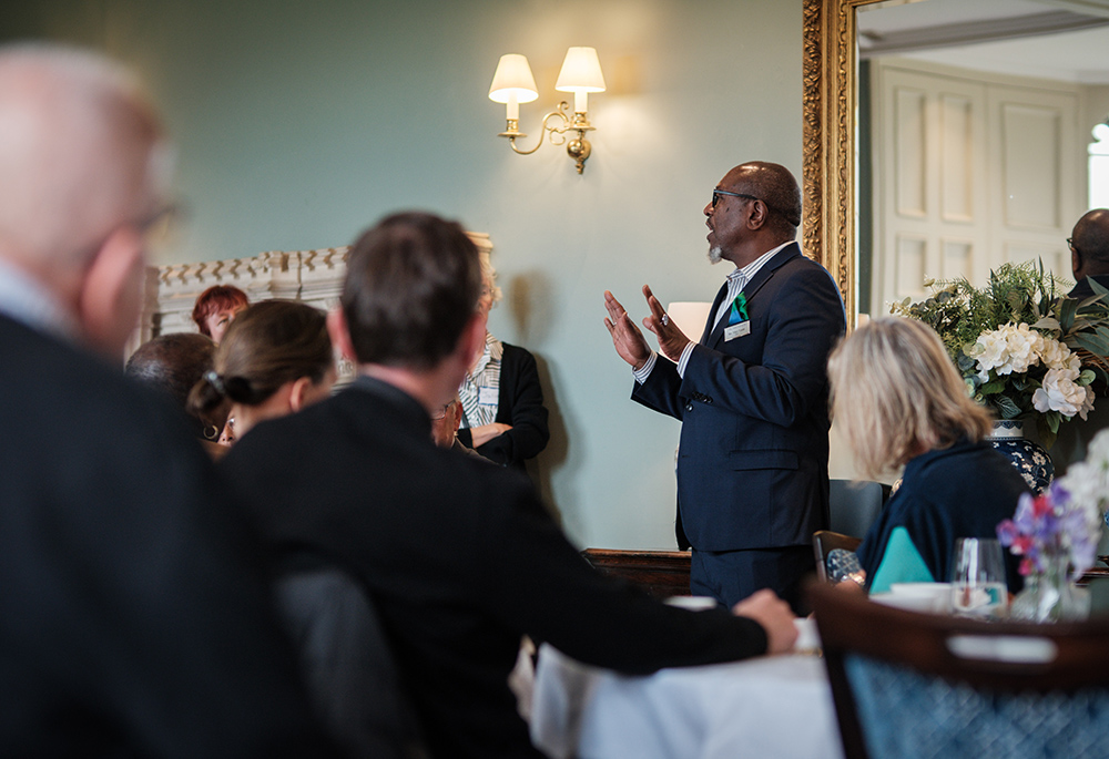 The Rev. Mark Fowler, CEO of the Tanenbaum Center for Interreligious Understanding, speaks during an interfaith working retreat in November 2024. (Courtesy of Make Beautiful)