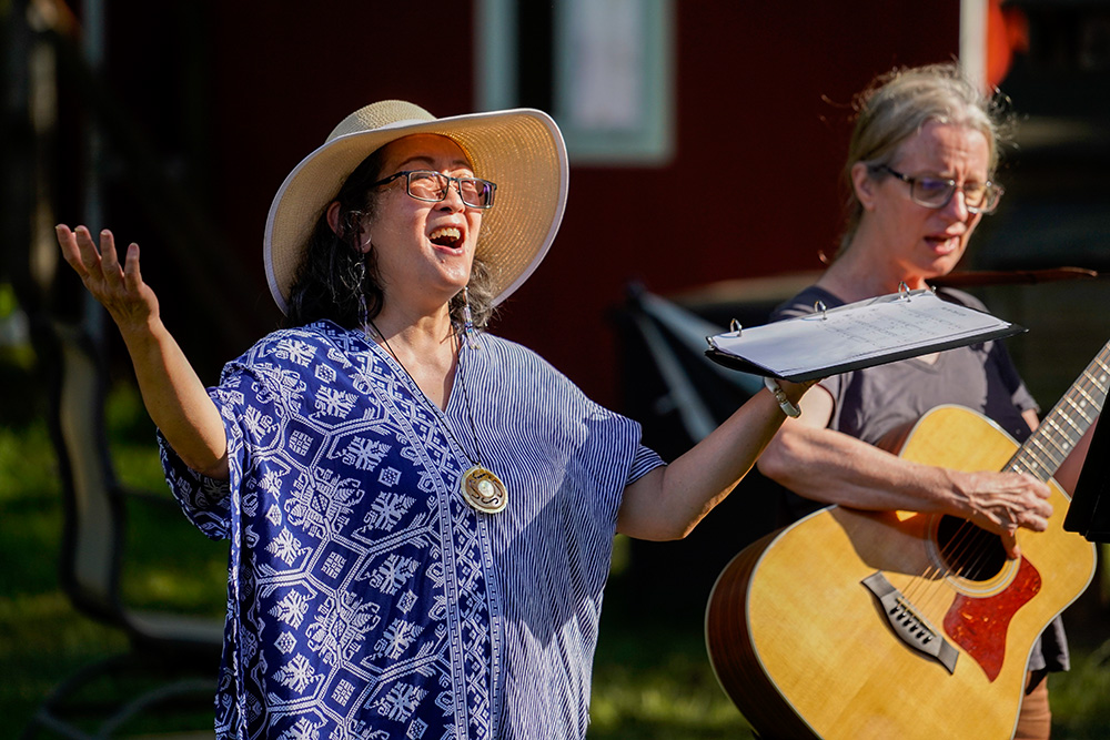 Tuty Gunawan sings during a prayer service marking the summer solstice and celebrating the beauty of creation at the motherhouse campus of the Sisters of St. Joseph of Brentwood, N.Y., June 20, 2024. (OSV News/Gregory A. Shemitz)