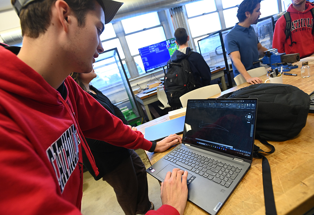 A 2024 file photo shows engineering students at The Catholic University of America in Washington, which has launched new bachelor and master degree programs in artificial intelligence in 2025. (OSV News/The Catholic University of America/Patrick Ryan)
