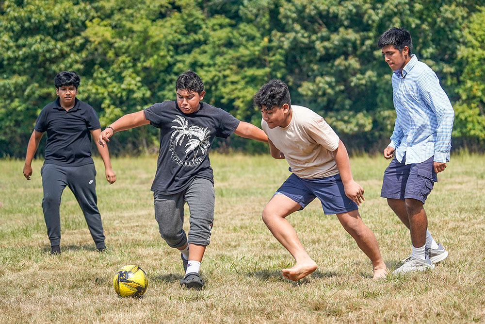 Teenagers play soccer during the annual Labor Day Encuentro Sept. 5, 2022, at Immaculate Conception Seminary in Huntington, N.Y. (OSV News/Gregory A. Shemitz)