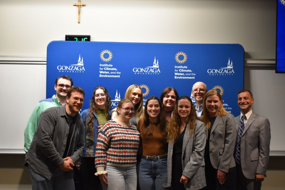 Members of the Gonzaga Environmental Law Clinic pose for a photo with Brian Henning (third from right), director of the Jesuit school's Institute for Climate, Water and the Environment. Hannah Hunter is to Henning's right. (Courtesy of Hannah Hunter)