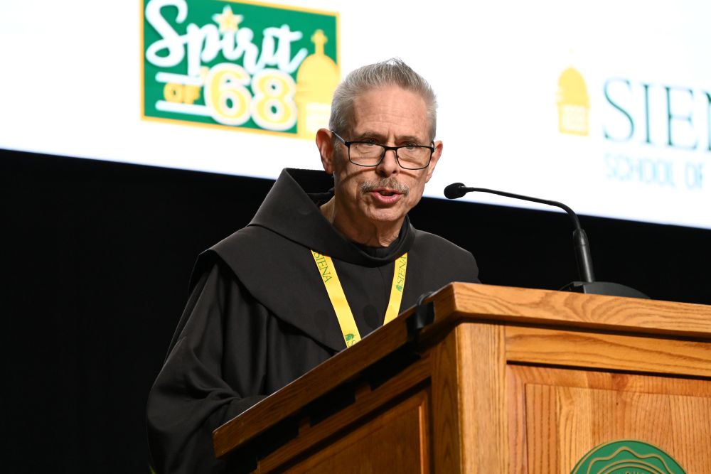 Franciscan Br. Michael Perry speaks during a Feb. 5, 2026, symposium on integral ecology at Siena University in Loudonville, New York. (Courtesy of Siena University)