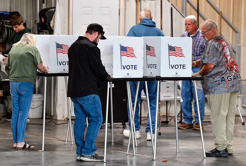 Voters cast their ballots on Election Day at the Bald Knob Fire Station in Frankfort, Ky., Tuesday, Nov. 5, 2024. (AP/Timothy D. Easley)