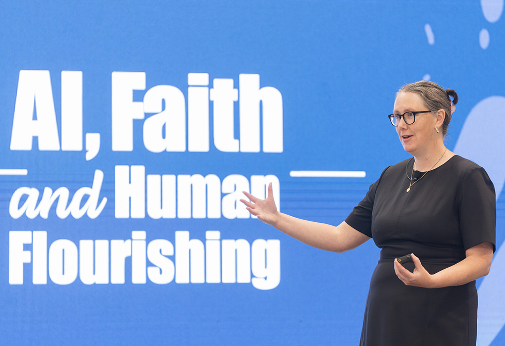 Meghan Sullivan, a philosophy professor at the University of Notre Dame, presents at the 2025 DELTA Summit. (Courtesy of Meghan Sullivan)